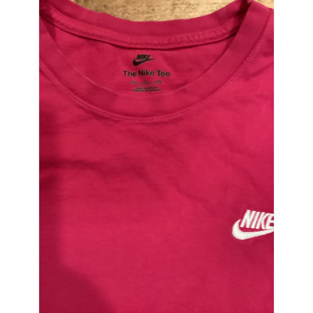 Nike Mens Futura Logo Embroidered Cotton Short Sleeve T-Shirt Pink XXL - Picture 2 of 4